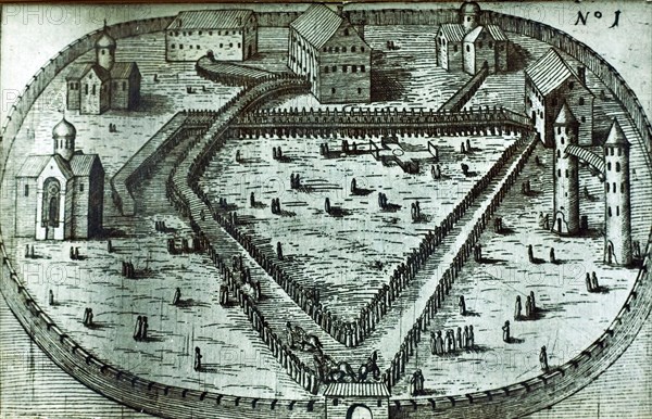 The Fortress in Alexandrovskaya village. Published by Jacob Ulfeldt, 1578.