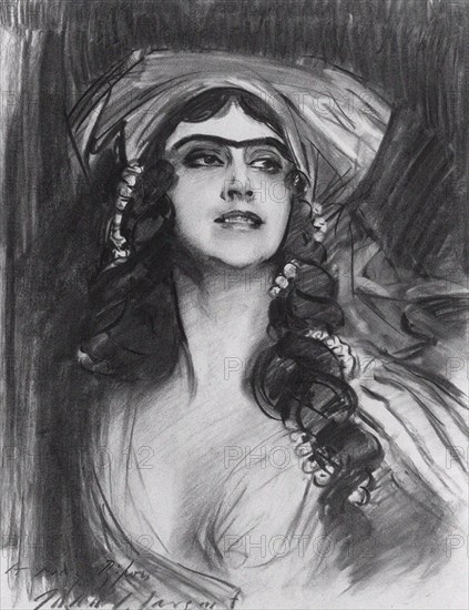 Portrait of the Ballet dancer Tamara Karsavina (1885-1978) as Thamar in the ballet Thamar by M.A. Ba