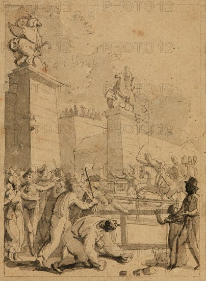 Street scene during the revolution, c. 1800.