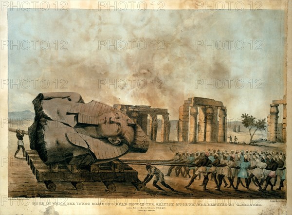 Mode in which the young Memnon's head was removed by G. Belzoni, 1820.