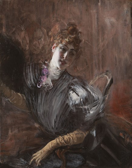 Young Woman, seated, wearing gloves, ca 1897.