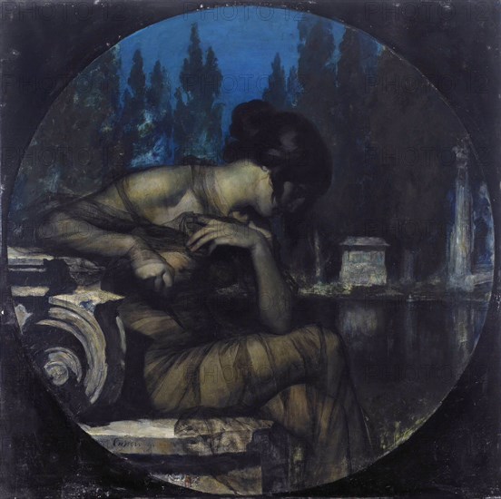 Landscape with seated female figure (The night), 1909.