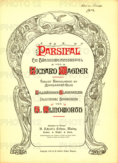 Cover of the vocal score of opera Parsifal by Richard Wagner, 1902.