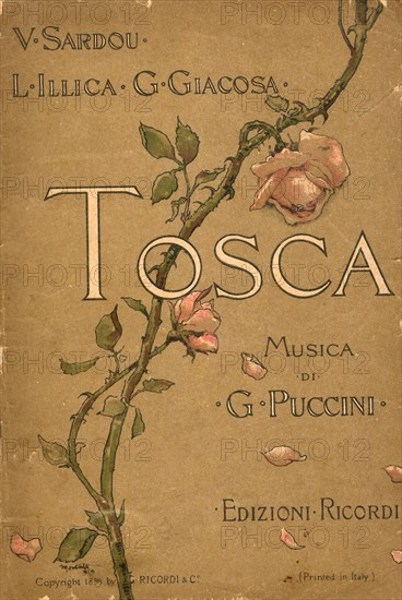 Cover of the Libretto of opera Tosca by Giacomo Puccini, 1899.