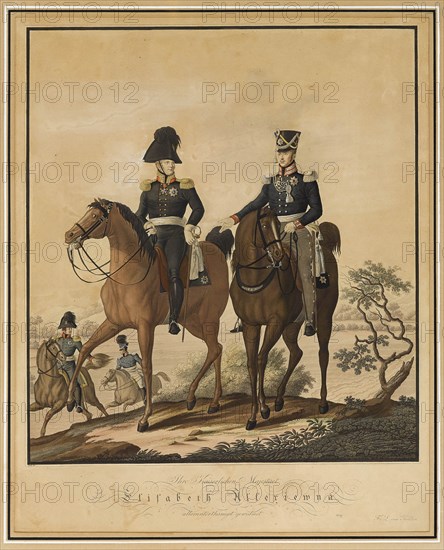 Alexander I of Russia and Frederick William III of Prussia on horseback.