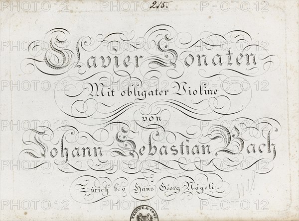 Title page of the six sonatas for violin and obbligato harpsichord, Between 1800 and 1805.