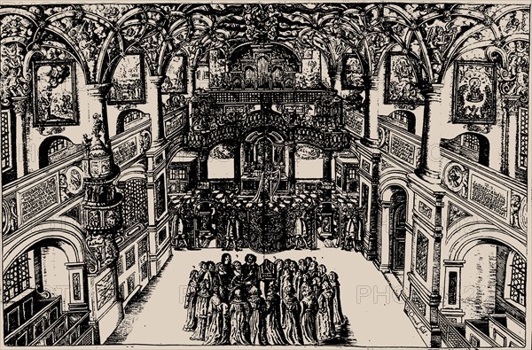 Court Choir of Dresden. From: Geistreiches Gesangbuch by Christoph Bernhard, 1676.