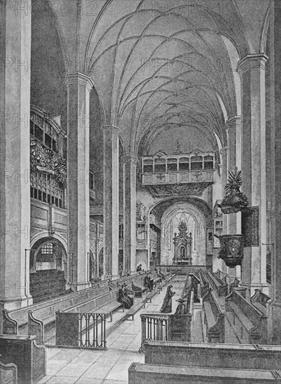St. Thomas Church in Leipzig, Bach's grave, before 1885.