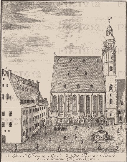 St. Thomas Church and St. Thomas School in Leipzig, 1723.