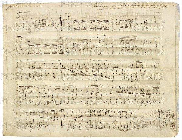 Autographed partiture of the Polonaise, Op. 53 in A flat major for piano, 1843.