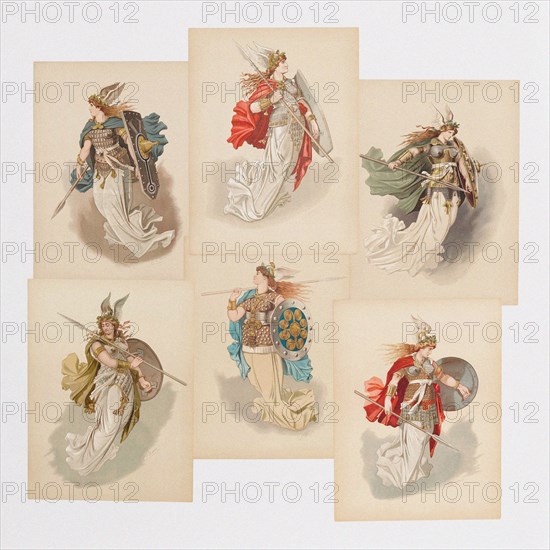 Costume designs for opera Der Ring des Nibelungen by Richard Wagner, 1889.