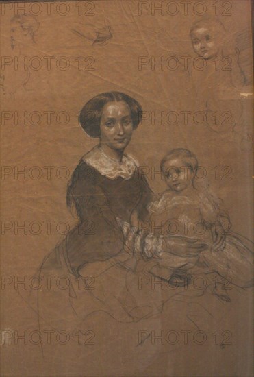 Mathilde Wesendonck (1828-1902) with her son Guido, 1856.