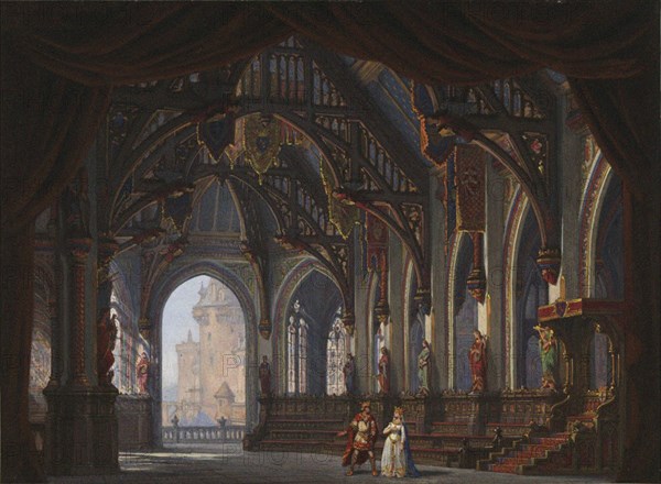 Set design for Opera Tannhäuser by Richard Wagner. Paris, Théâtre de l'Opéra-Le Peletier, 13.03.1861