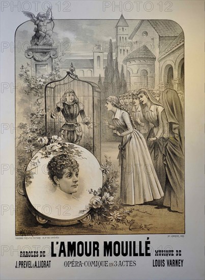 Poster for the Operetta L'amour mouillé by Louis Varney, 1887.