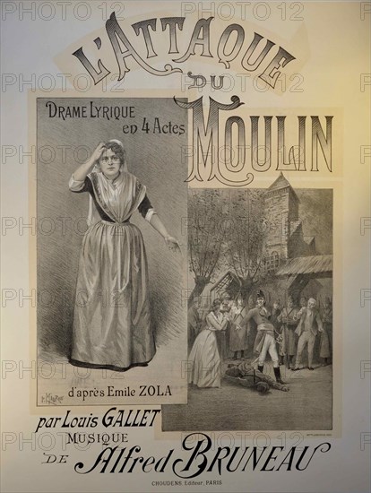 Poster for the Opera L'attaque du moulin by Alfred Bruneau, 1893.