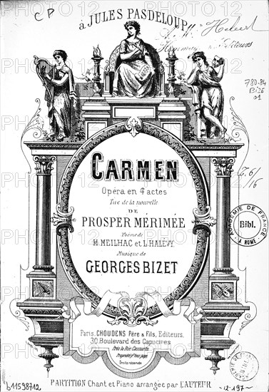 Cover of the vocal score of opera Carmen by Georges Bizet, 1875.