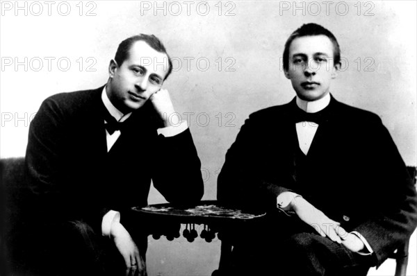 Sergei Rachmaninov (1873-1943) and pianist and conductor Alexander Siloti (1863-1945), 1902.