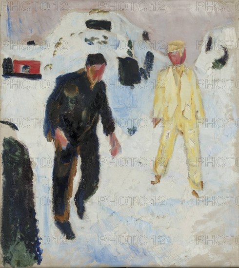 Black and Yellow Men in Snow, 1910-1912.