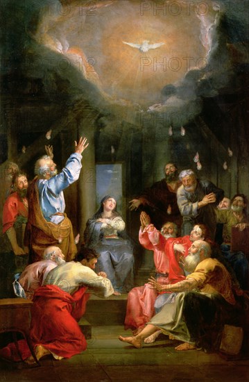The descent of the Holy Spirit (Pentecost).