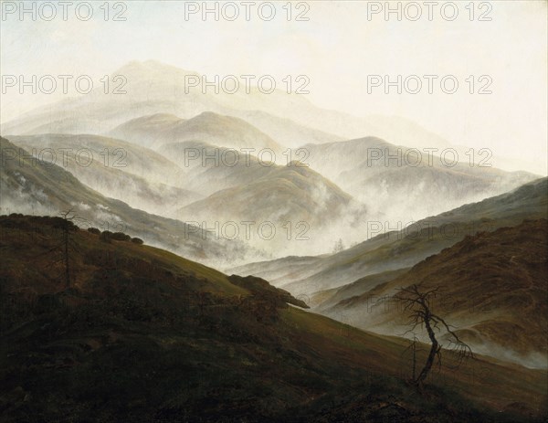 Riesengebirge Landscape with Rising Fog, ca 1820.