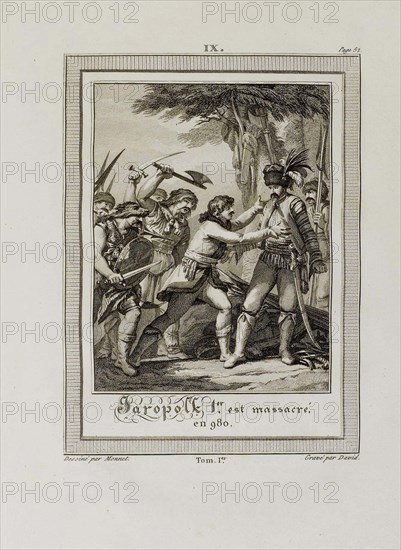 The Death of Yaropolk Svyatoslavich. 980 (From Histoire de Russie by Blin de Sainmore), 1797.