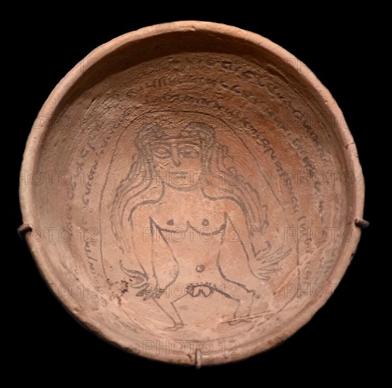 Magic bowl with an incantation text in Judeo-Aramaic and an image of the demon Lilith, 5th-6th centu