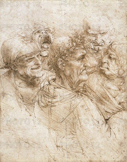 A group of five grotesque heads, ca 1493.