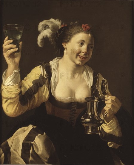 A Girl Holding a Glass (Taste. From the Series The Five Senses), 1620s.