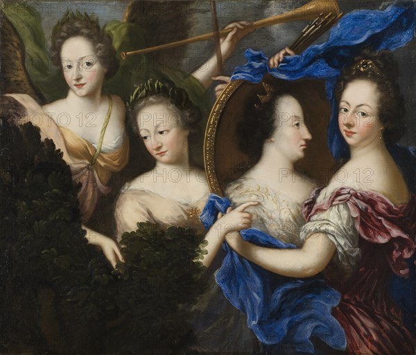 Allegory with self-portrait and profile portrait of Ulrika Eleonora the Elder (1656-1693), 1689.