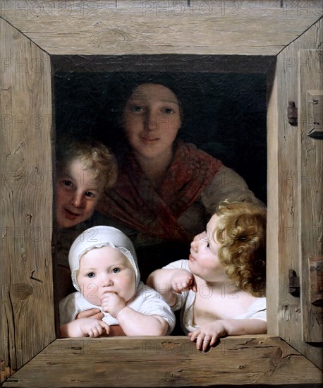 Young Peasant Woman with Three Children at the Window, 1840.