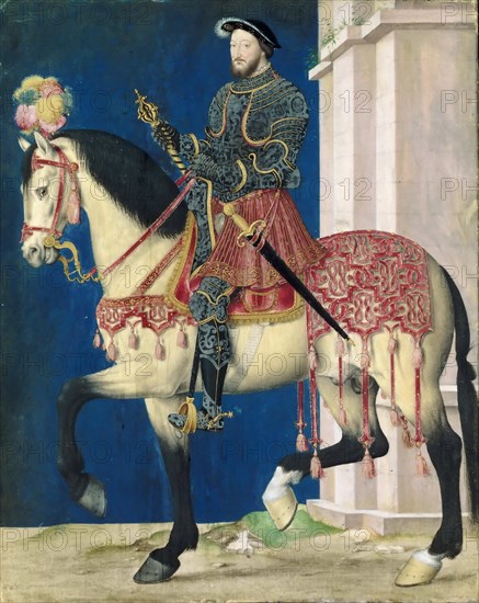 Portrait of Francis I (1494-1547), King of France, on the horseback, c.1540.