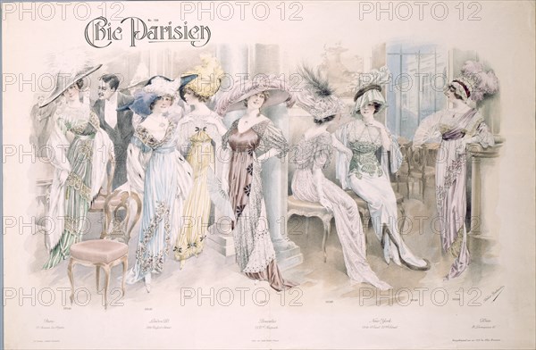 Chic Parisien. Fashion plate, 1910s.