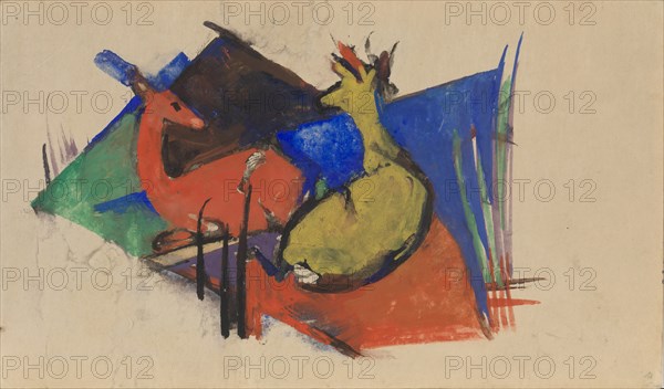 Two Deer Lying Down, 1912-1913.