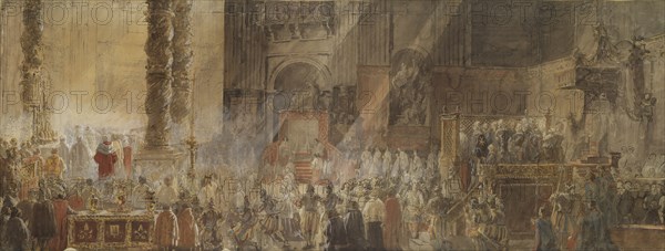 King Gustav III of Sweden Attending Christmas Mass in St Peter's Basilica in Vatican, 1783, 1780s.