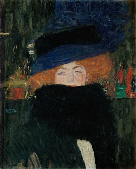Lady with Hat and Feather Boa, 1909.