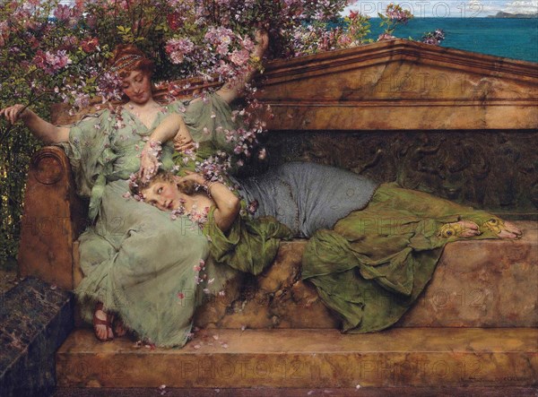 In a rose garden, 1890.