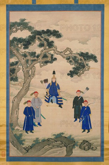 The Kangxi Emperor in Martial Attire. Hanging scroll, Second Half of the 17th cen..
