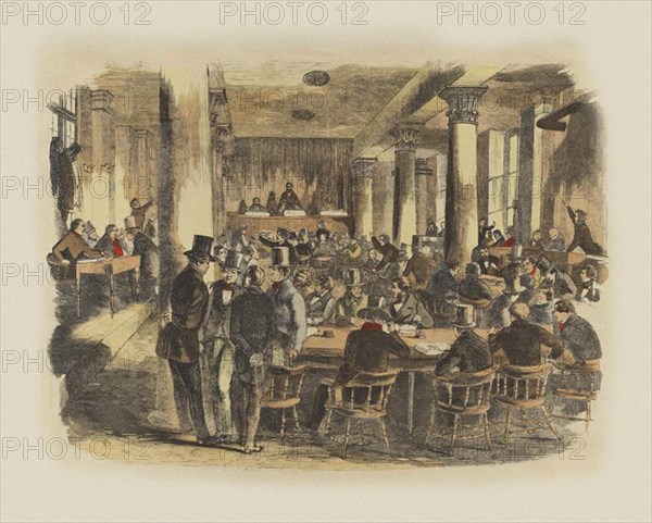 Scene at the Stock Exchange, New York In 1850, 1870s.