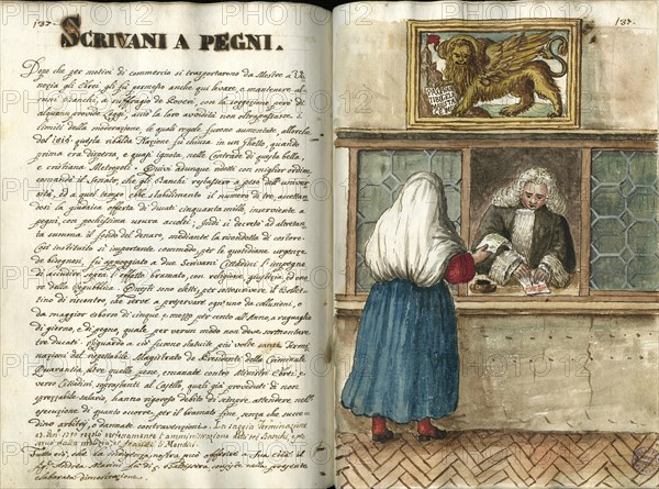 The pawnshop. From Gli abiti de' Veneziani, Second Half of the 18th cen..