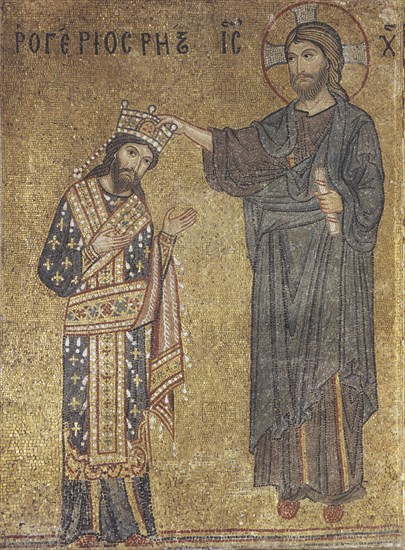 Christ crowning king Roger II of Sicily, 12th century.