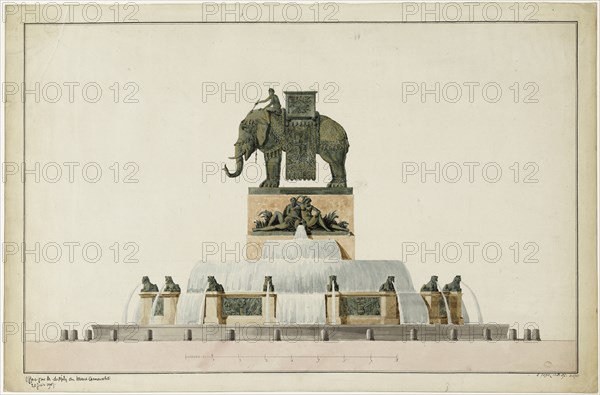 Project of the Elephant Fountain at the Place de la Bastille, ca 1809-1819.
