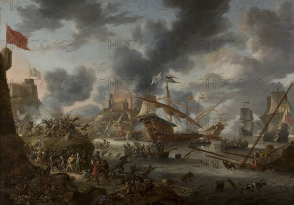 A naval battle between Christians and Turks, 1657.