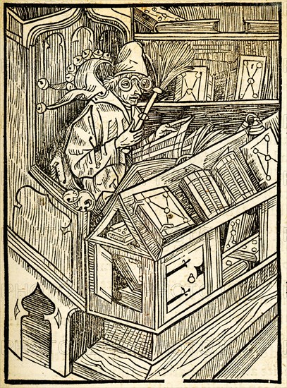 Illustration to the book Ship of Fools by Sebastian Brant, 1497.