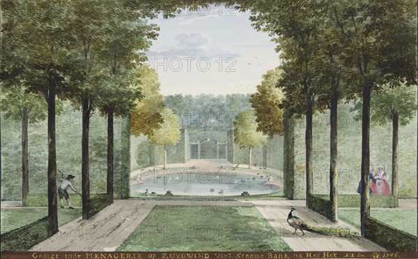 The garden with the menagerie of the Huis Zuydwind at 's Gravenzande, 1746.