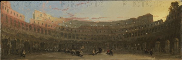 The interior of the Colosseum at dawn, c. 1850.