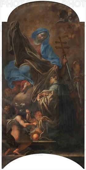 The Blessed Virgin Mary gives the white habit to Saint Norbert, 1707.