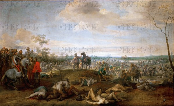 Battlefield. Scene from the Thirty Years' War, before 1659.