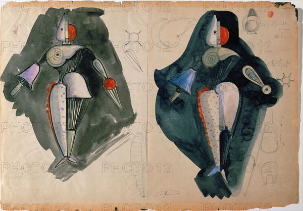 Costume design for the Triadic Ballet , 1920s.