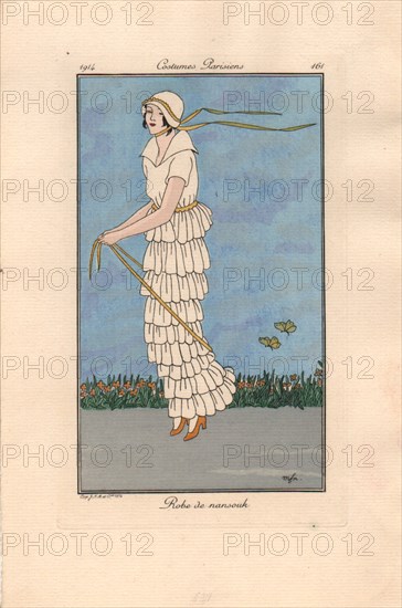 Costumes Parisiens 161: Robe de nansouk, 1914.