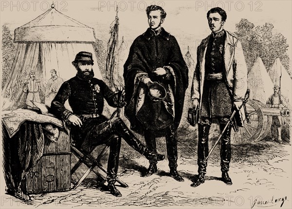 Emperor Pedro II of Brazil with his two sons-in-law, August of Saxe-Coburg and Gotha and Gaston of O